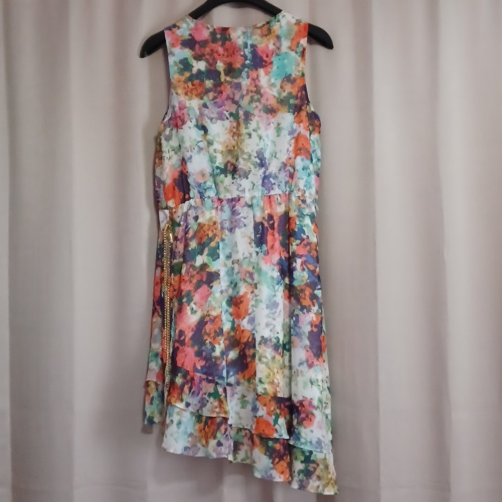Thalia Soda Sleeveless Floral Dress Faux Wrap V-Neck Tiered Ruffle Hemline - Picture 10 of 16